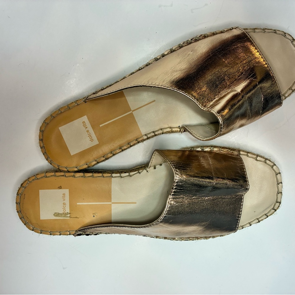 Dolce Vita Rose Gold Faux Leather Mule Slides Women’s 8.5